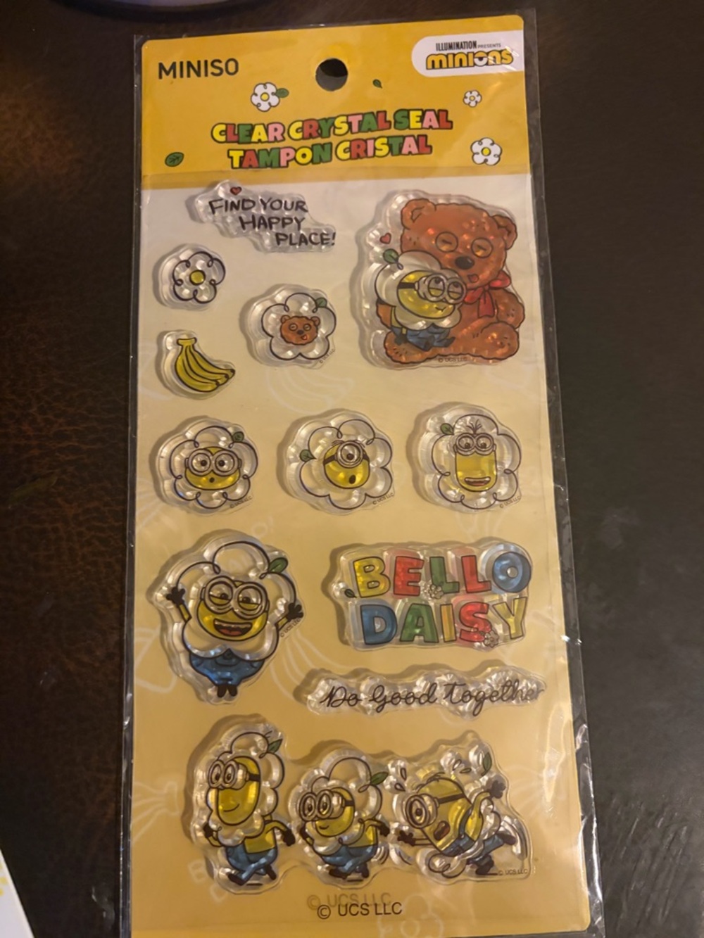 MINISO x Minions Clear Crystal Seal Sticker Sheet - Yellow